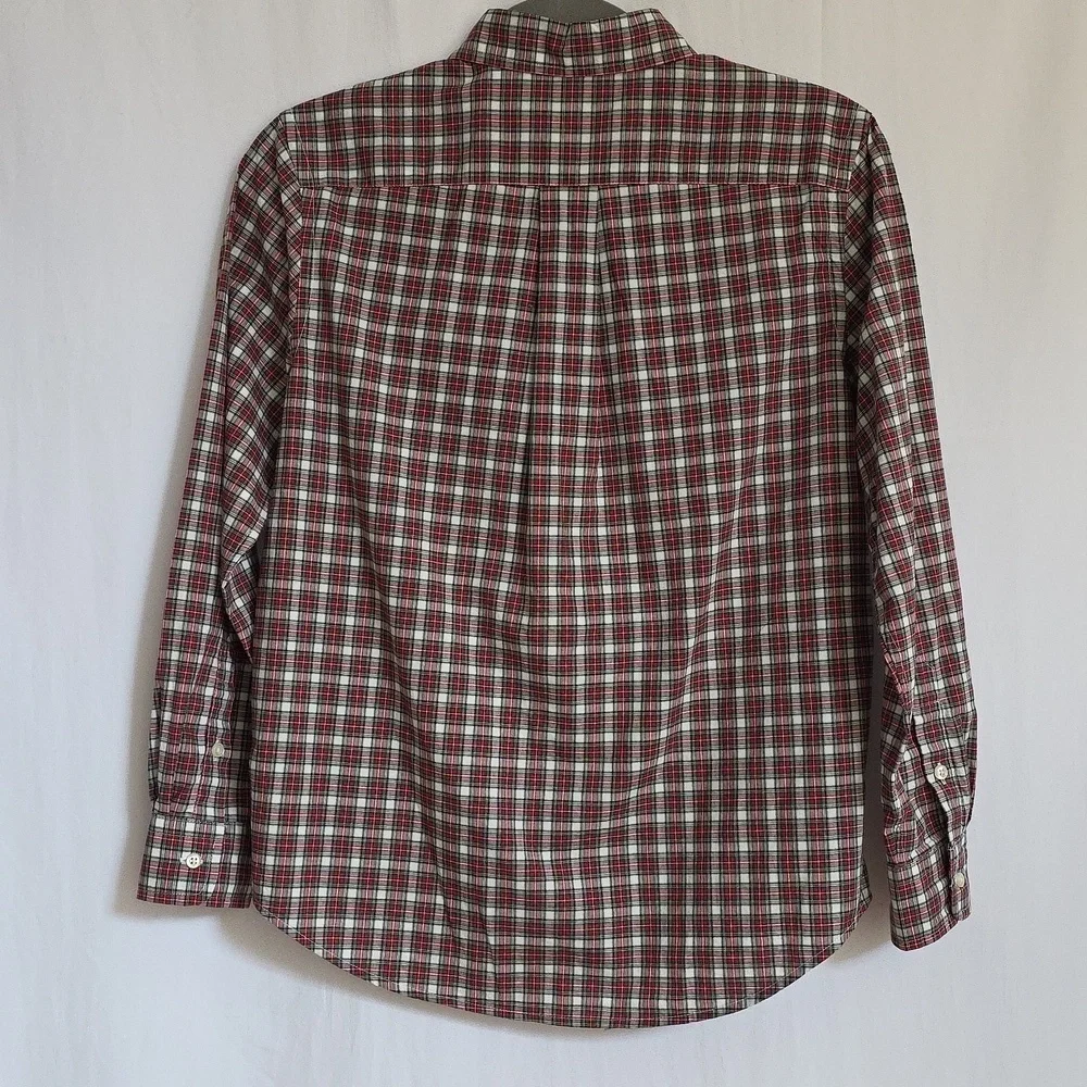 Ralph Lauren Boys Red/Green Plaid Button Down Cotton Shirt.  Size Medium (10-12)